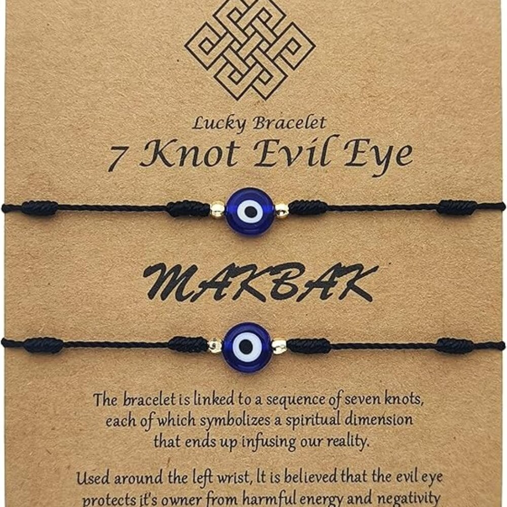 Evil Eye 7 Knot Lucky Bracelets for Women Men Adjustable Lucky Amulet